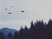 Demonstration flight of four Plejaren aircraft, two explorer class beamships and two smaller reconnaissance devices at Jakobsberg-Allenberg, Switzerland, 27th February 1975.[13]