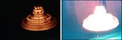 #873.[142] WCUFO at night (left). On the right, enhanced image shows a terrain below the UFO with a pole. If the pole is 1 meter tall, this UFO is 7 meters in diameter.